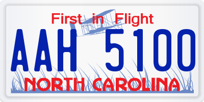NC license plate AAH5100