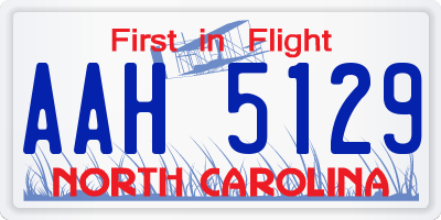 NC license plate AAH5129