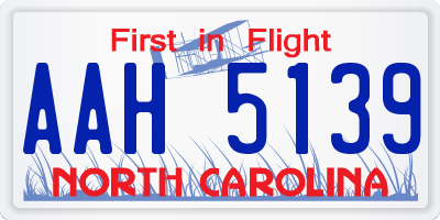 NC license plate AAH5139