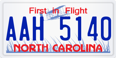 NC license plate AAH5140