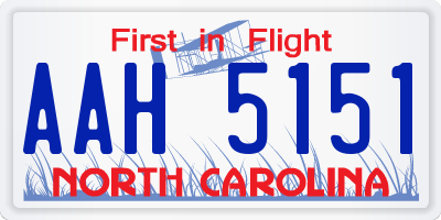 NC license plate AAH5151