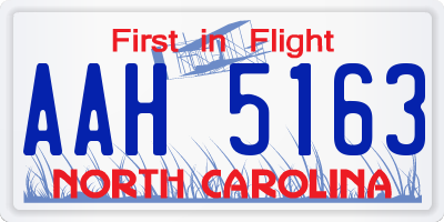 NC license plate AAH5163