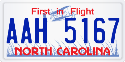 NC license plate AAH5167