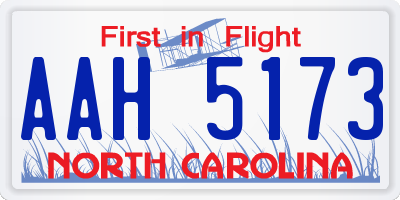 NC license plate AAH5173
