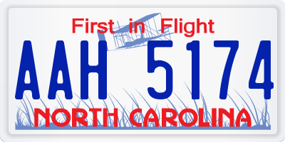 NC license plate AAH5174