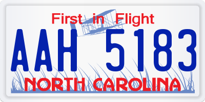 NC license plate AAH5183