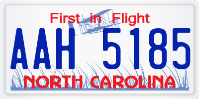 NC license plate AAH5185