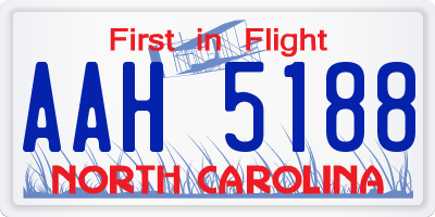 NC license plate AAH5188