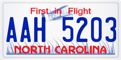 NC license plate AAH5203