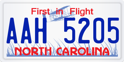 NC license plate AAH5205