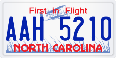NC license plate AAH5210