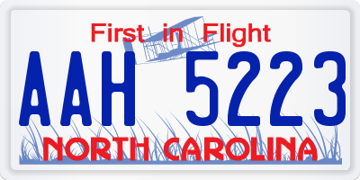 NC license plate AAH5223
