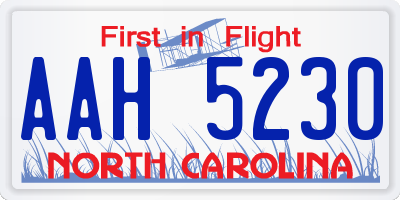NC license plate AAH5230