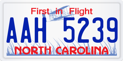 NC license plate AAH5239