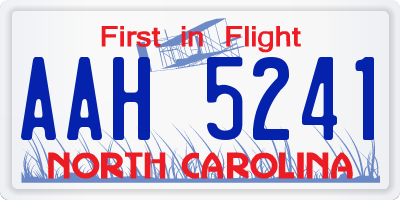 NC license plate AAH5241