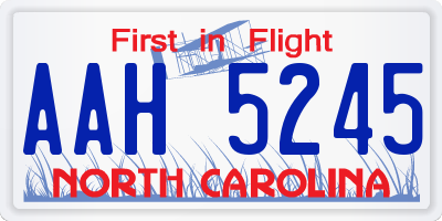 NC license plate AAH5245