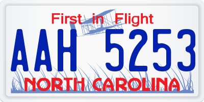 NC license plate AAH5253