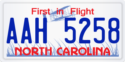 NC license plate AAH5258