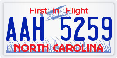 NC license plate AAH5259