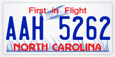 NC license plate AAH5262