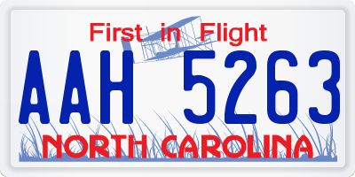NC license plate AAH5263