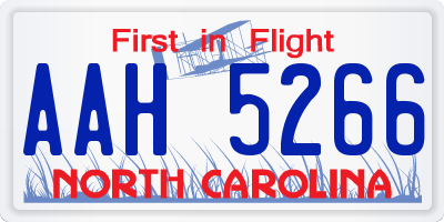 NC license plate AAH5266
