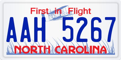 NC license plate AAH5267