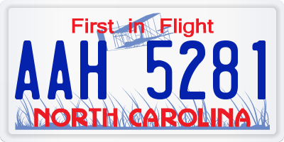 NC license plate AAH5281