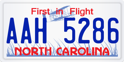 NC license plate AAH5286