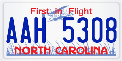 NC license plate AAH5308