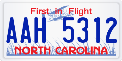NC license plate AAH5312