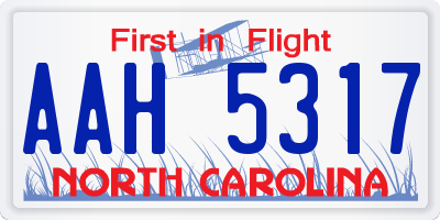 NC license plate AAH5317