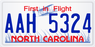 NC license plate AAH5324