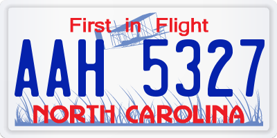 NC license plate AAH5327