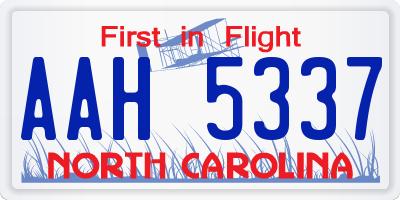 NC license plate AAH5337