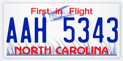 NC license plate AAH5343