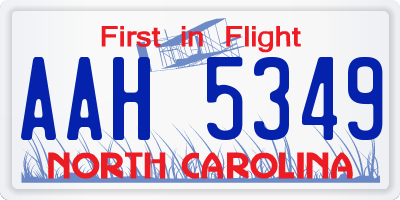 NC license plate AAH5349