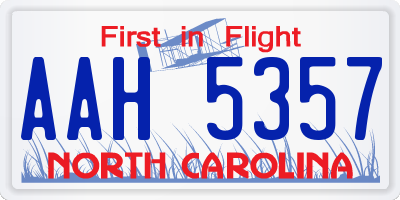 NC license plate AAH5357