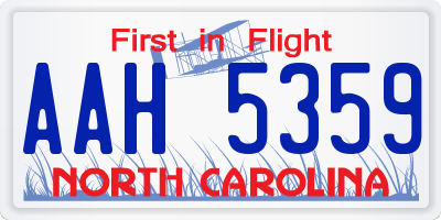 NC license plate AAH5359