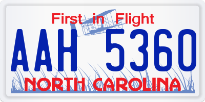 NC license plate AAH5360