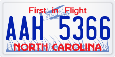 NC license plate AAH5366