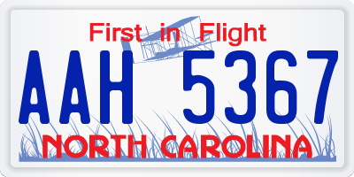NC license plate AAH5367