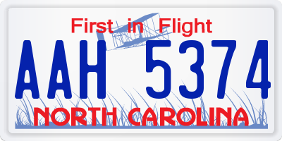 NC license plate AAH5374