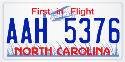 NC license plate AAH5376