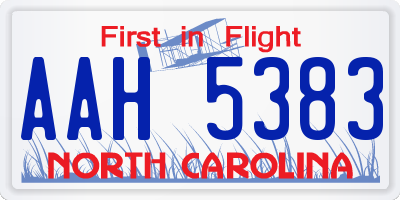 NC license plate AAH5383