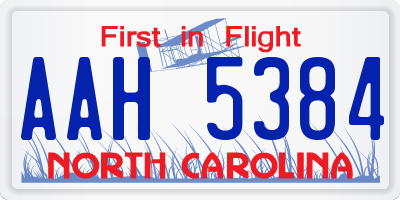 NC license plate AAH5384