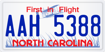 NC license plate AAH5388