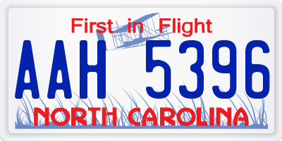 NC license plate AAH5396