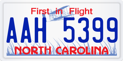 NC license plate AAH5399