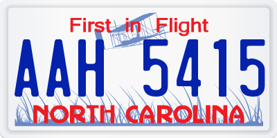 NC license plate AAH5415